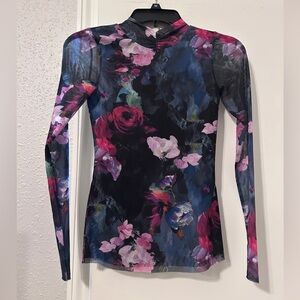 Ted Baker Floral Long Sleeve Blouse - Black and Pink